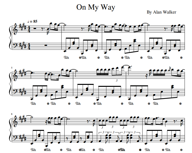 Alan Walker - On My Way sheet music for piano